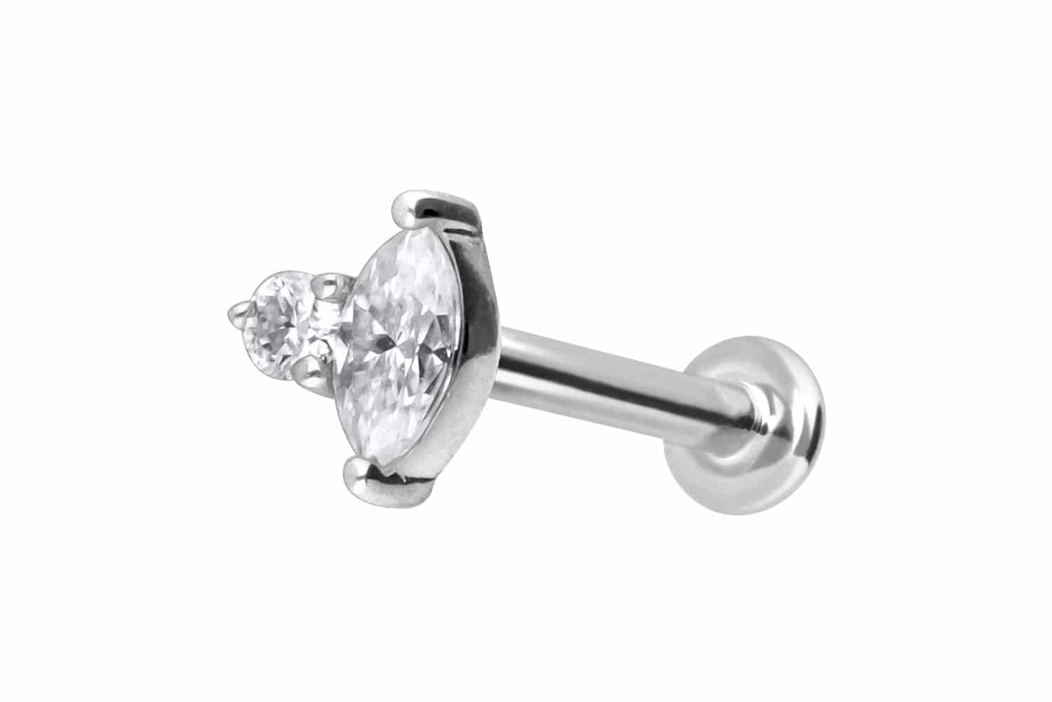 14 Karat Gold Labret Piercing mit Push Fit MOISSANIT-DESIGN